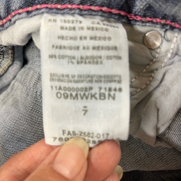 Wrangler Premium Patch Raw Hem Denim Mini Skirt Size 7 - Picture 7 of 7